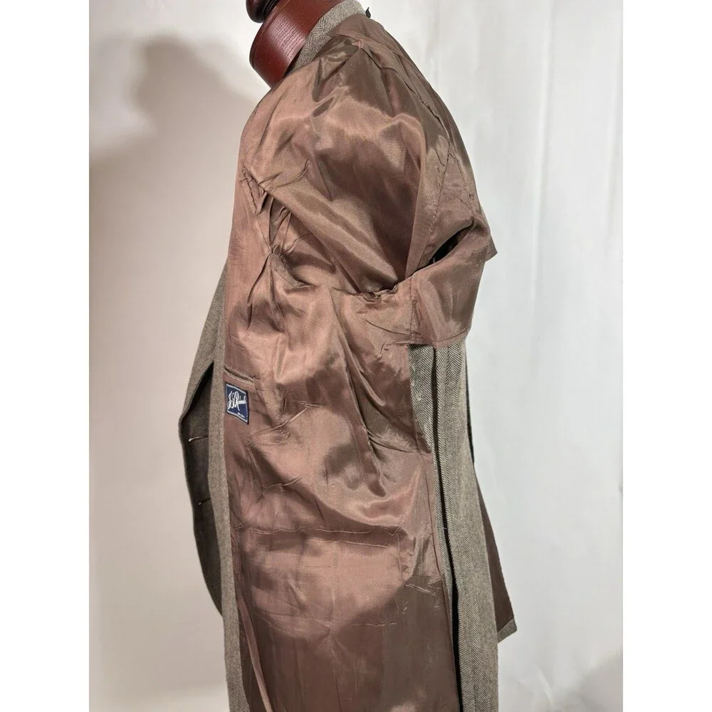 Vtg Men's 44R Brown Wool Tweed Sport Coat Jacket Blazer Herringbone Richards EUC